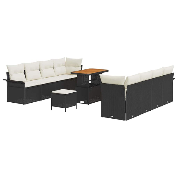 vidaXL Garden Sofa Set with Cushions Black and Cream 90 x 55 x 71 cm