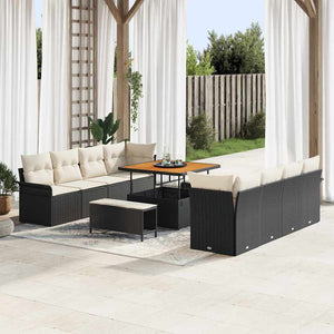 vidaXL Garden Sofa Set with Cushions Black and Cream 100 x 100 x 71 cm