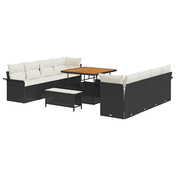 vidaXL Garden Sofa Set with Cushions Black and Cream 100 x 100 x 71 cm