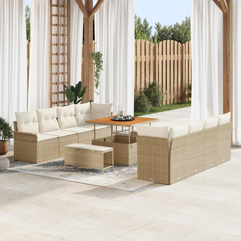 vidaXL Garden Sofa Set with Cushions Beige and Cream 100 x 100 x 71 cm