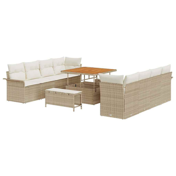 vidaXL Garden Sofa Set with Cushions Beige and Cream 100 x 100 x 71 cm