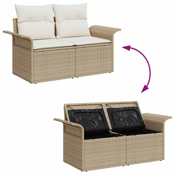 vidaXL Garden Sofa Set with Cushions Beige and Cream 100 x 100 x 71 cm