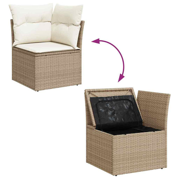 vidaXL Garden Sofa Set with Cushions Beige and Cream 100 x 100 x 71 cm