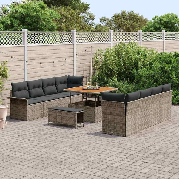 vidaXL Garden Sofa Set with Cushions with Storage Grey 100 x 100 x 71 cm