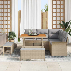 vidaXL Garden Sofa Set with Cushions 8 pcs Beige and Light Grey