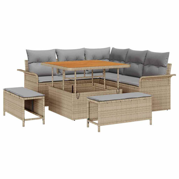 vidaXL Garden Sofa Set with Cushions 8 pcs Beige and Light Grey