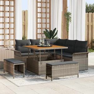 vidaXL Garden Sofa Set with Cushions with Storage 8 pcs Grey