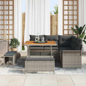 vidaXL Garden Sofa Set with Cushions with Storage 8 pcs Grey