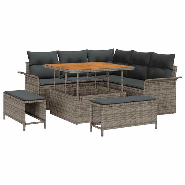 vidaXL Garden Sofa Set with Cushions with Storage 8 pcs Grey