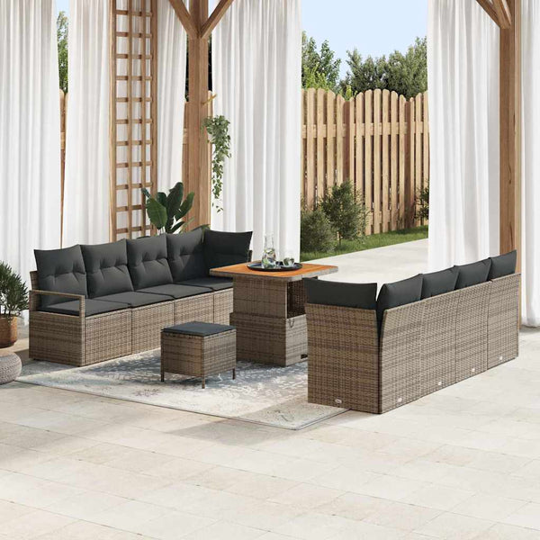 vidaXL Garden Sofa Set with Cushions with Storage Grey 80 x 80 x 71 cm