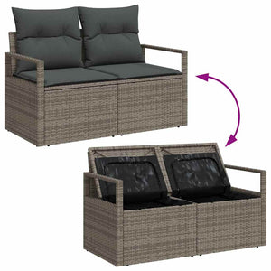 vidaXL Garden Sofa Set with Cushions with Storage Grey 80 x 80 x 71 cm