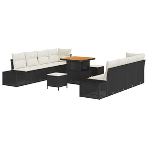 vidaXL Garden Sofa Set with Cushions Black 80 x 80 x 71 cm Poly Rattan