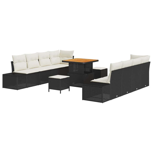vidaXL Garden Sofa Set with Cushions Black 80 x 80 x 71 cm Poly Rattan