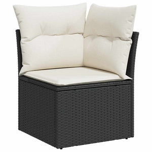 vidaXL Garden Sofa Set with Cushions Black 80 x 80 x 71 cm Poly Rattan