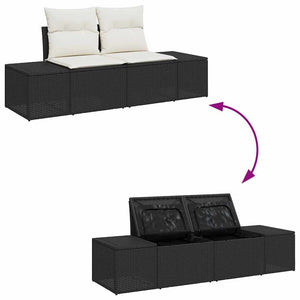 vidaXL Garden Sofa Set with Cushions Black 80 x 80 x 71 cm Poly Rattan