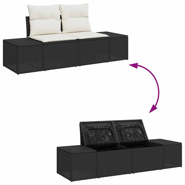 vidaXL Garden Sofa Set with Cushions Black 80 x 80 x 71 cm Poly Rattan