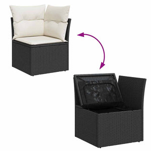 vidaXL Garden Sofa Set with Cushions Black 80 x 80 x 71 cm Poly Rattan