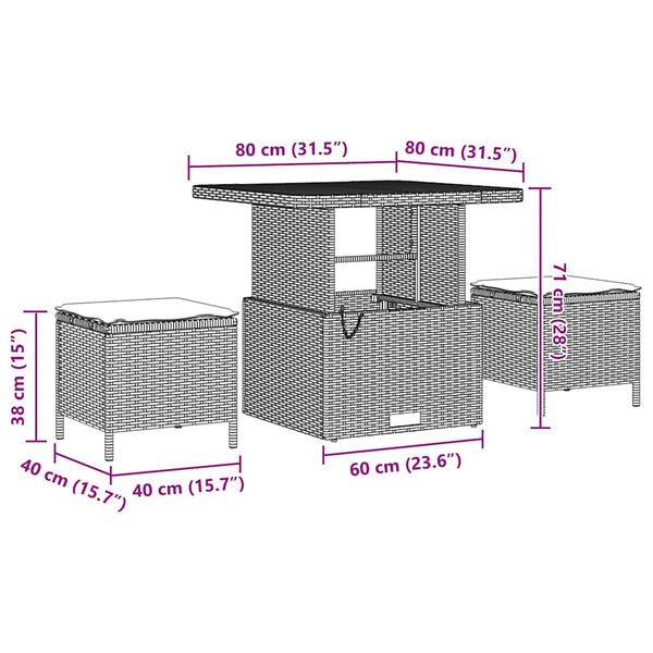vidaXL Garden Sofa Set with Cushions Black 80 x 80 x 71 cm Poly Rattan