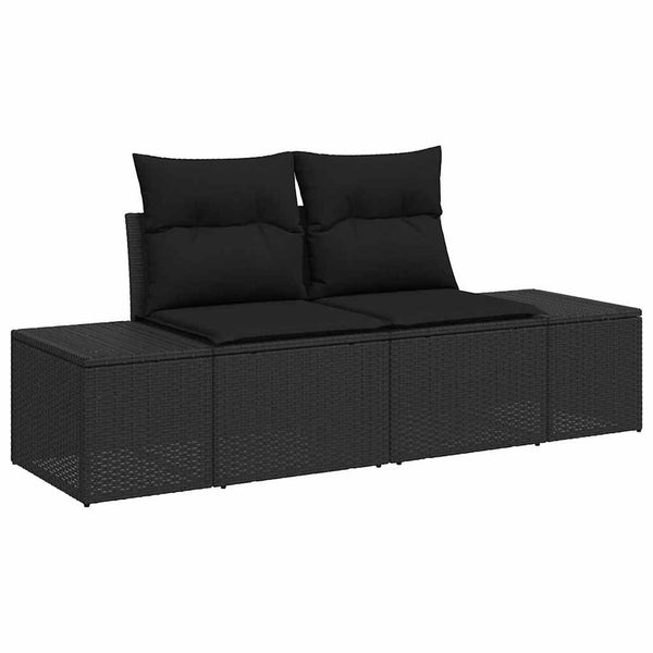 vidaXL Garden Sofa Set with Cushions Black 90 x 55 x 71 cm Poly Rattan