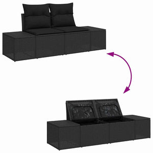 vidaXL Garden Sofa Set with Cushions Black 90 x 55 x 71 cm Poly Rattan