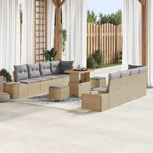 vidaXL Garden Sofa Set with Cushions Beige 90 x 55 x 71 cm Poly Rattan