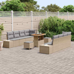 vidaXL Garden Sofa Set with Cushions Beige 90 x 55 x 71 cm Poly Rattan