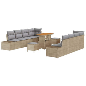 vidaXL Garden Sofa Set with Cushions Beige 90 x 55 x 71 cm Poly Rattan