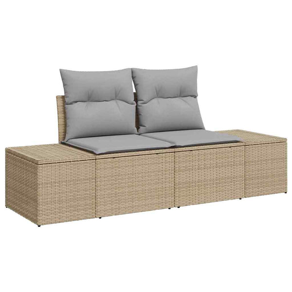 vidaXL Garden Sofa Set with Cushions Beige 90 x 55 x 71 cm Poly Rattan
