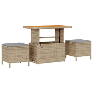 vidaXL Garden Sofa Set with Cushions Beige 90 x 55 x 71 cm Poly Rattan