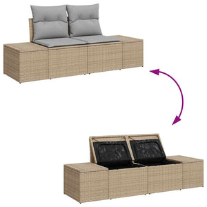 vidaXL Garden Sofa Set with Cushions Beige 90 x 55 x 71 cm Poly Rattan