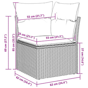 vidaXL Garden Sofa Set with Cushions Black 231 x 224 x 85 cm Poly Rattan