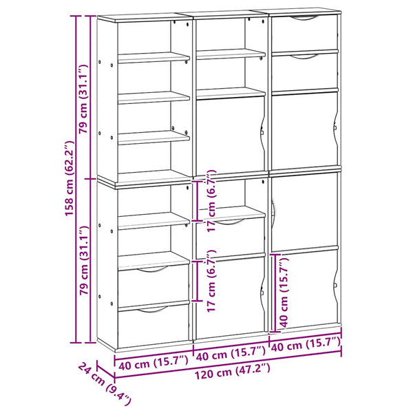 vidaXL Side Cabinets 6 pcs. ODDA 40x24x79 cm Solid Pine Wood