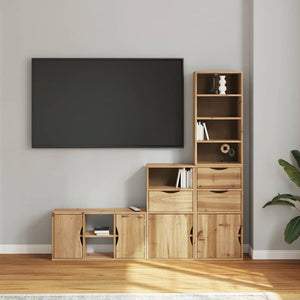 vidaXL 4-Piece Living Room Wall Unit with Storage ODDA Solid Pine Wood