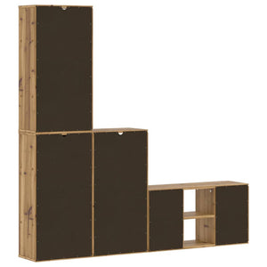 vidaXL 4-Piece Living Room Wall Unit with Storage ODDA Solid Pine Wood