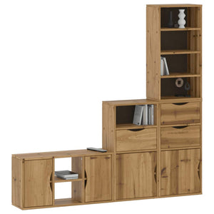 vidaXL 4-Piece Living Room Wall Unit with Storage ODDA Solid Pine Wood