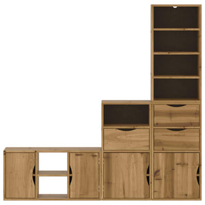 vidaXL 4-Piece Living Room Wall Unit with Storage ODDA Solid Pine Wood