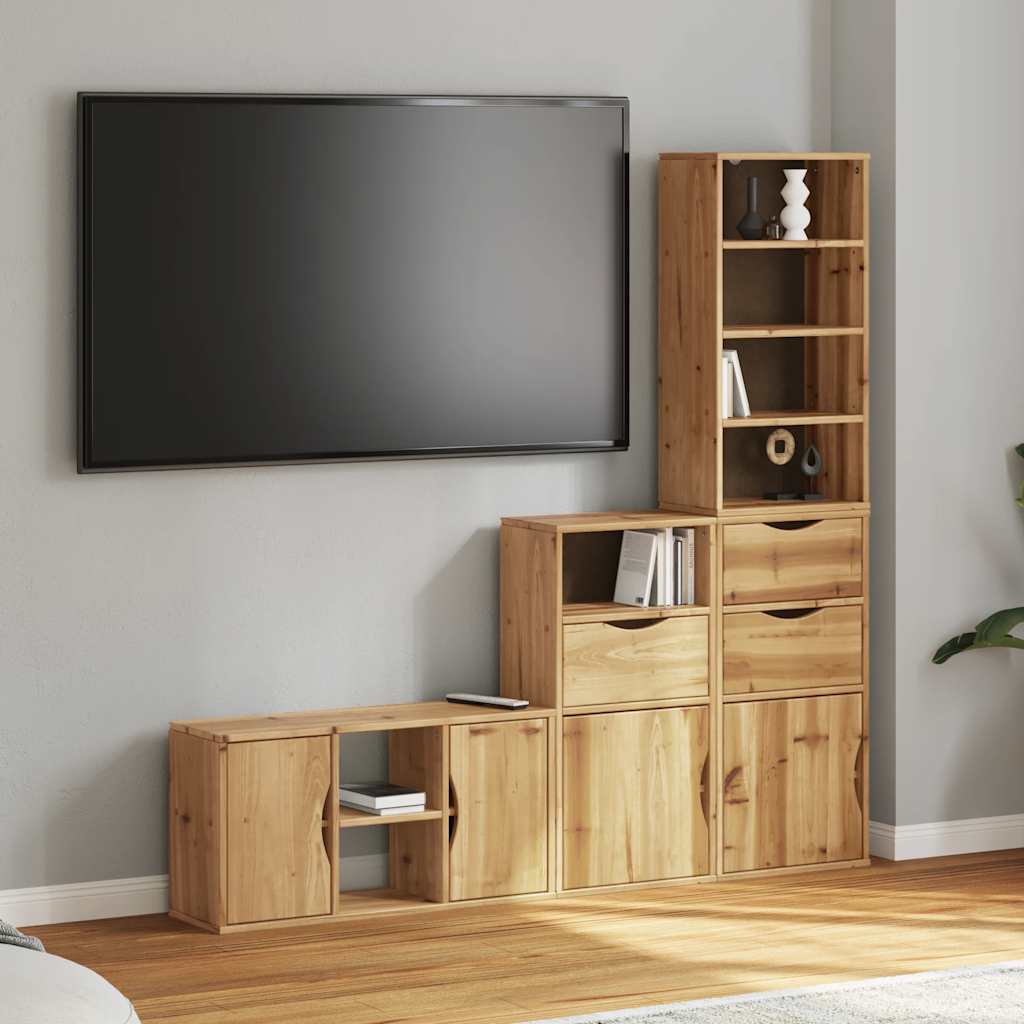 vidaXL 4-Piece Living Room Wall Unit with Storage ODDA Solid Pine Wood