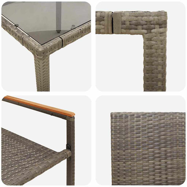 vidaXL Outdoor Dining Set 7 pcs Grey Poly Rattan
