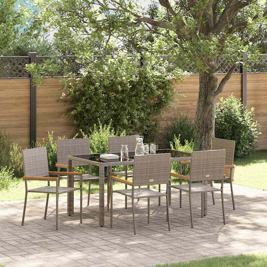 vidaXL Outdoor Dining Set 7 pcs Grey Poly Rattan