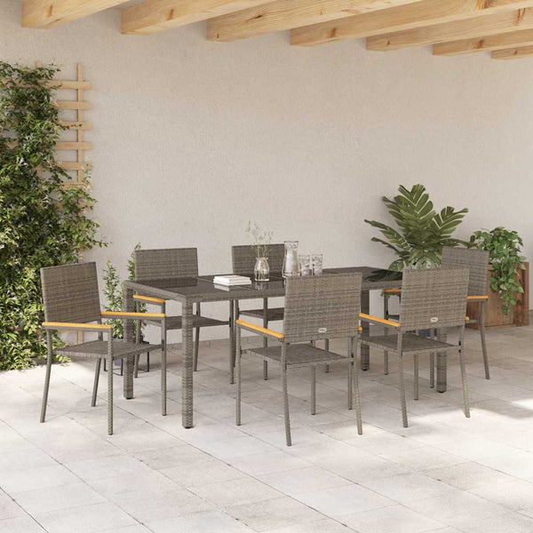 vidaXL Outdoor Dining Set 7 pcs Grey Poly Rattan