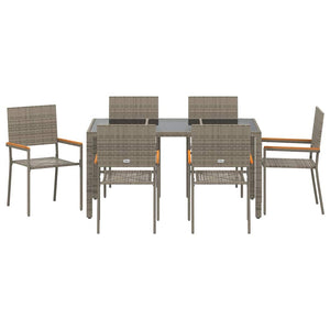vidaXL Outdoor Dining Set 7 pcs Grey Poly Rattan