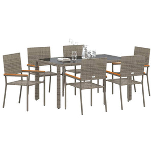 vidaXL Outdoor Dining Set 7 pcs Grey Poly Rattan