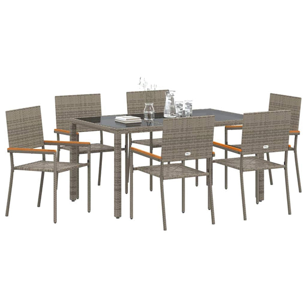 vidaXL Outdoor Dining Set 7 pcs Grey Poly Rattan