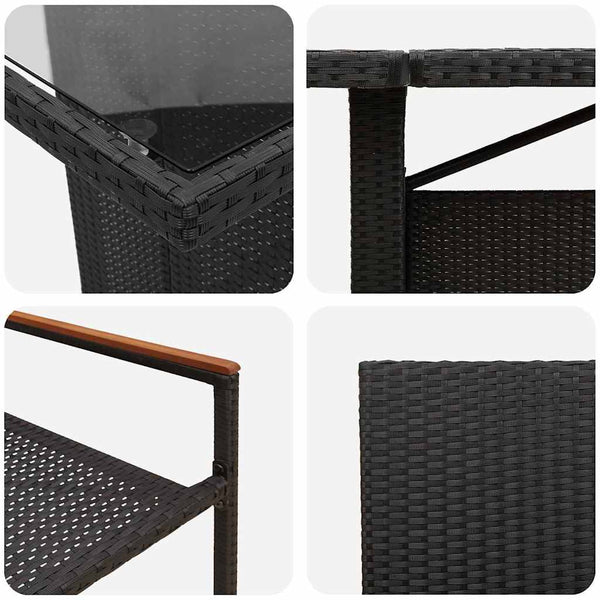 vidaXL Outdoor Dining Set 11 Pieces Black Poly Rattan