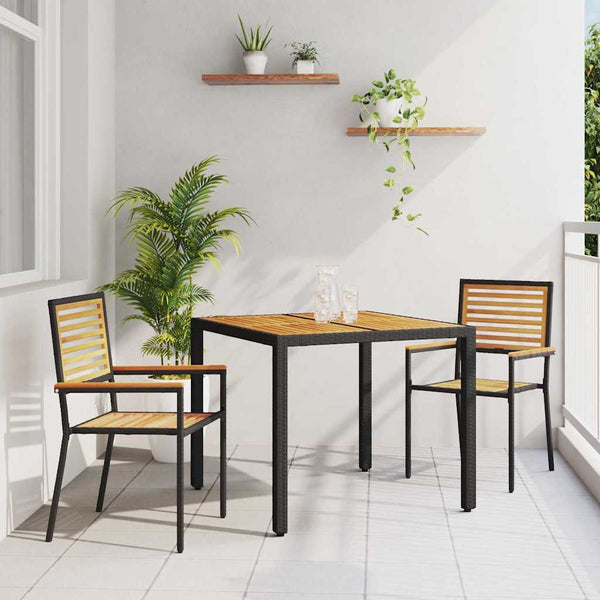 vidaXL Garden Dining Set 3 Pieces Black and Brown Poly Rattan