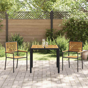 vidaXL Garden Dining Set 3 Pieces Black and Brown Poly Rattan