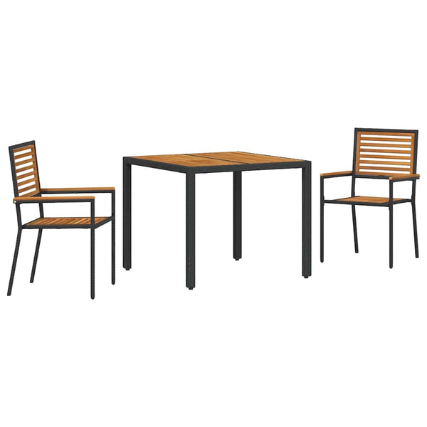vidaXL Garden Dining Set 3 Pieces Black and Brown Poly Rattan