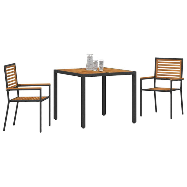 vidaXL Garden Dining Set 3 Pieces Black and Brown Poly Rattan
