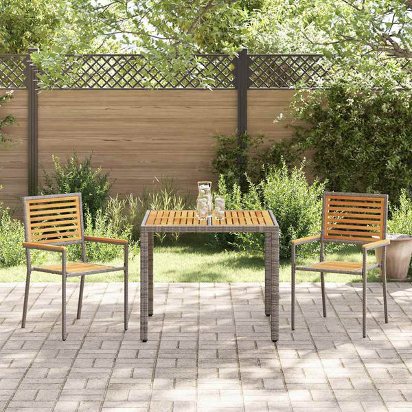 vidaXL Garden Dining Set 3 pcs Grey and Brown Poly Rattan