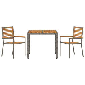 vidaXL Garden Dining Set 3 pcs Grey and Brown Poly Rattan